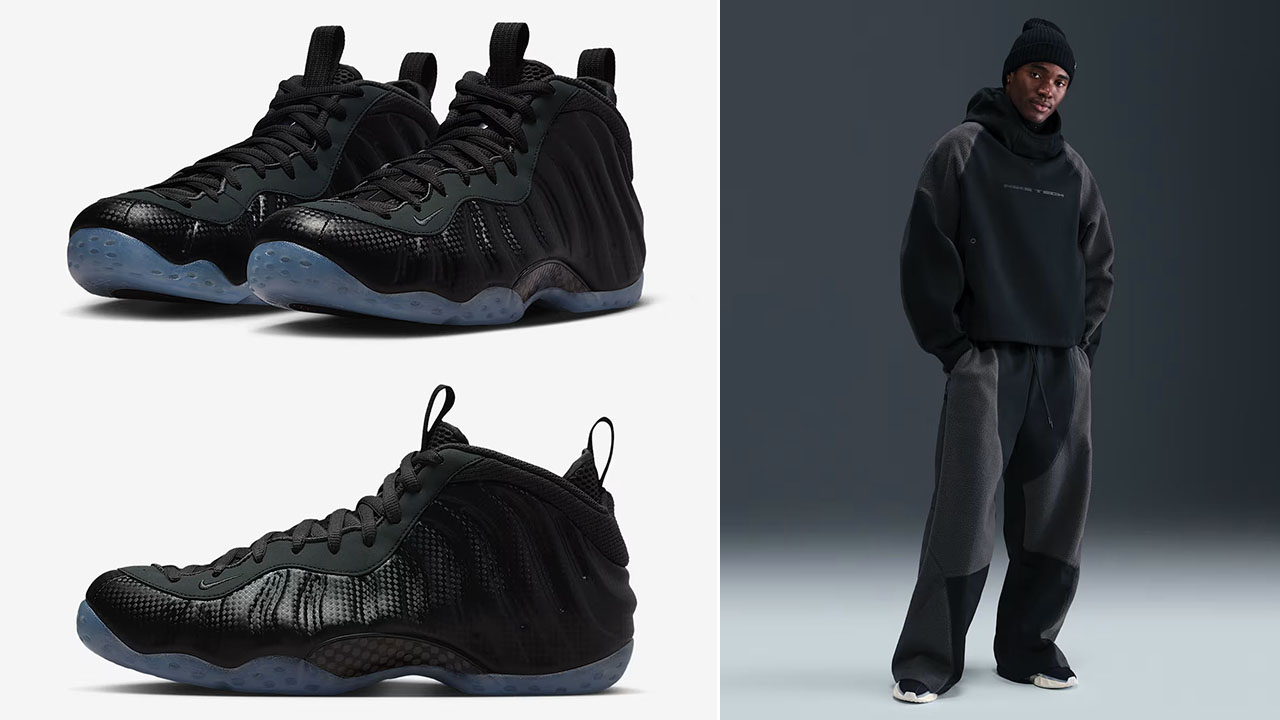 Nike Air Foamposite One Carbon Fiber x Nike Tech Fleece Boreas Oversized Hoodie and Pants Outfit