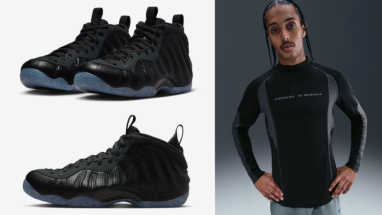 Nike Air Foamposite One Carbon Fiber x Nike Tech Mens Base Layer Long Sleeve Top Outfit