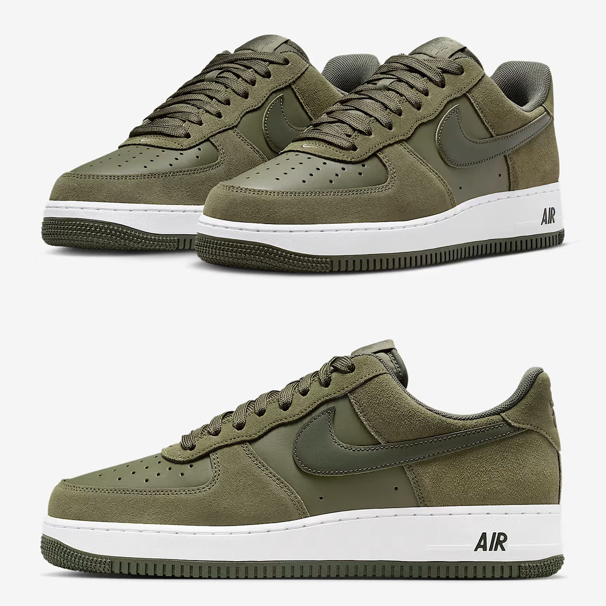 Nike Air Force 1 Low 07 LV8 Medium Olive White Cargo Khaki Mens Shoes IB6388-200