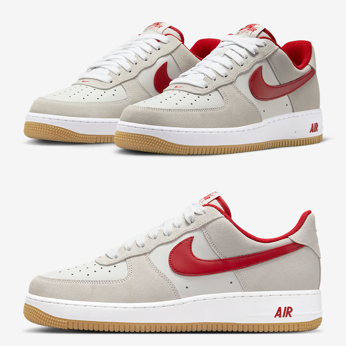 Nike Air Force 1 Low 07 LV8 Summit White White Gum Yellow Varsity Red Mens Shoes IB6388-101