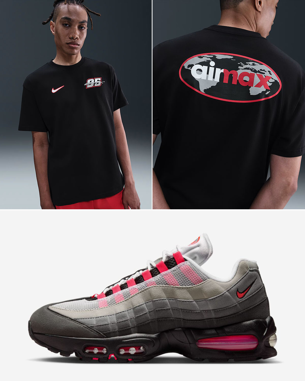 Nike Air Max 95 OG Big Bubble Solar Red T Shirt Outfit