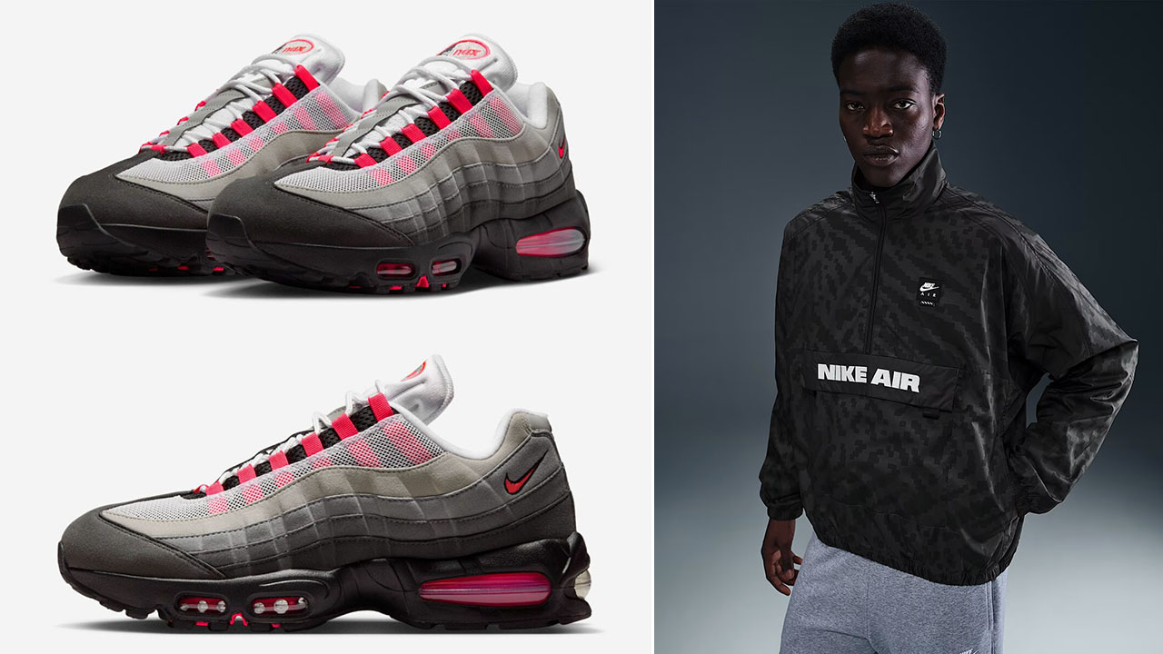 Nike Air Max 95 Solar Red 2025 Shoes x Nike Air Mens Half Zip Jacket Outfit