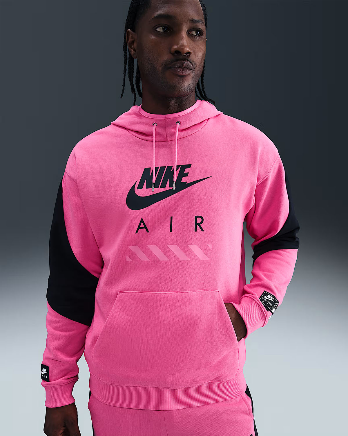 Nike Air Mens Fleece Pullover Hoodie Pinksicle Black