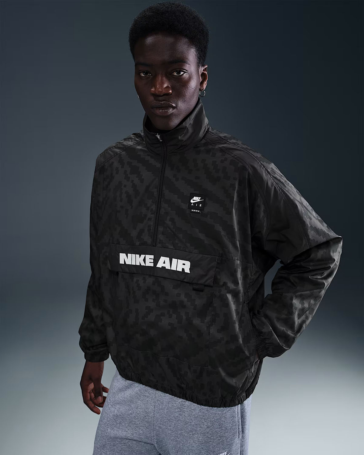 Nike Air Mens Half Zip Jacket Anthracite Black