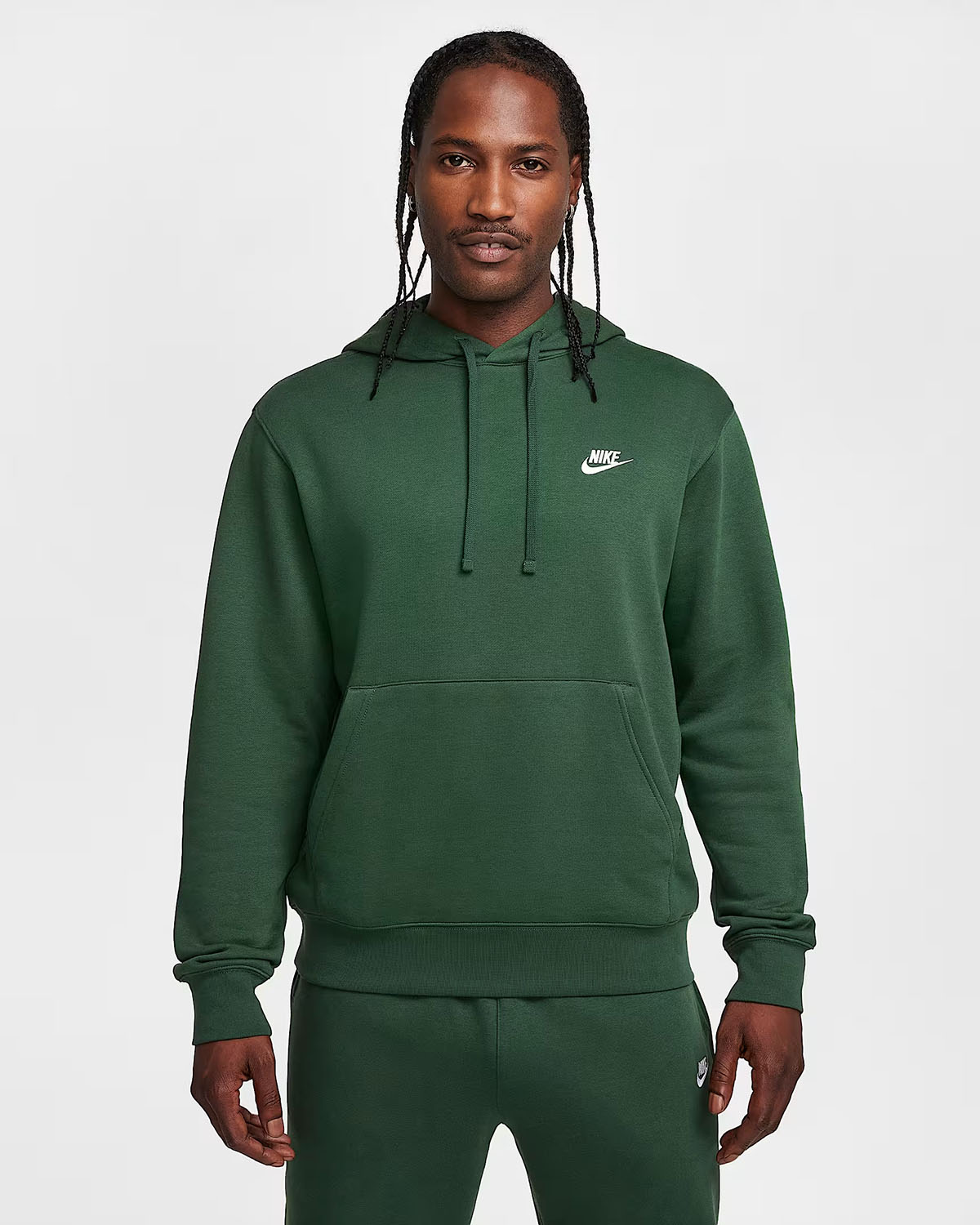 Nike Club Fleece Mens Pullover Hoodie Fir Green