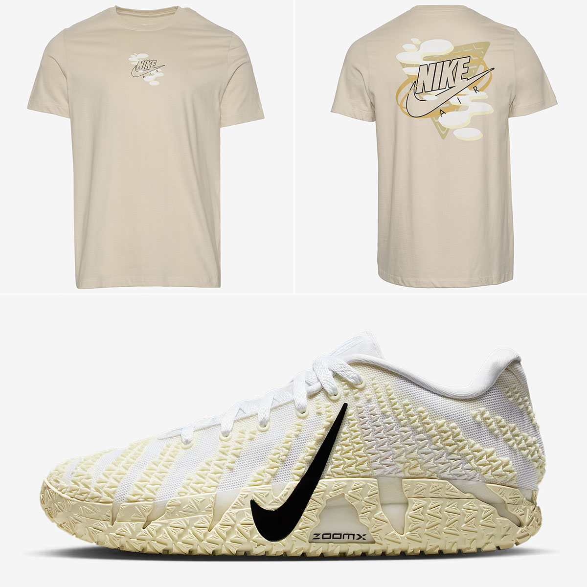 Nike Ja 3 Coconut Milk Sail Shoes and T Shirt Outfit