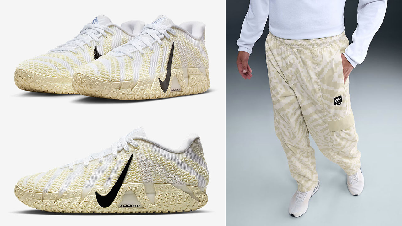 Nike Ja 3 Coconut Milk Shoes x Nike Air Woven Cargo Pants Outfit
