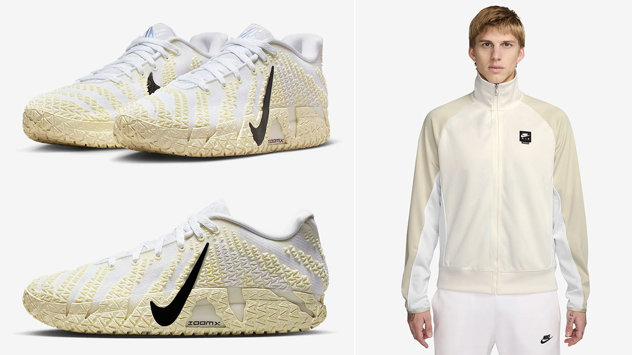 Nike Ja 3 Coconut Milk Shoes x Nike Air Woven Track Jacket Pants Outfit