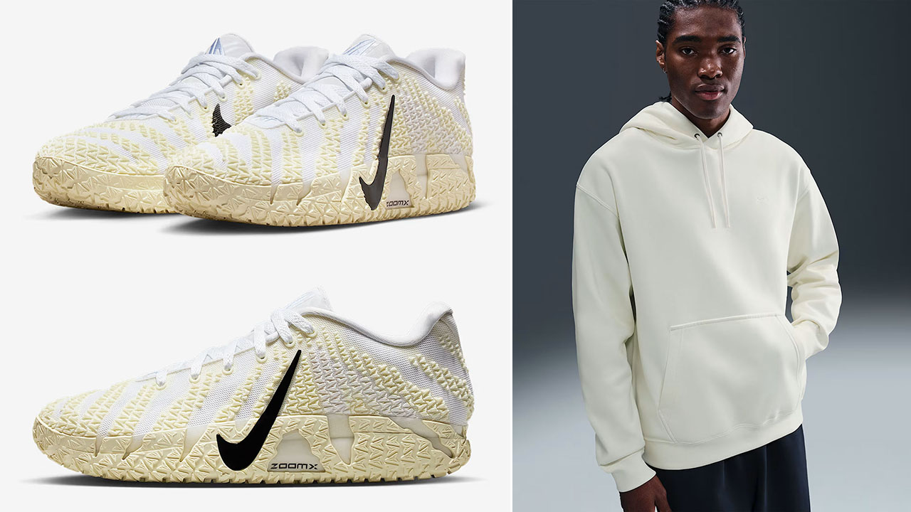 Nike Ja 3 Coconut Milk Shoes x Nike Solo Swoosh Sail Hoodie Outfit