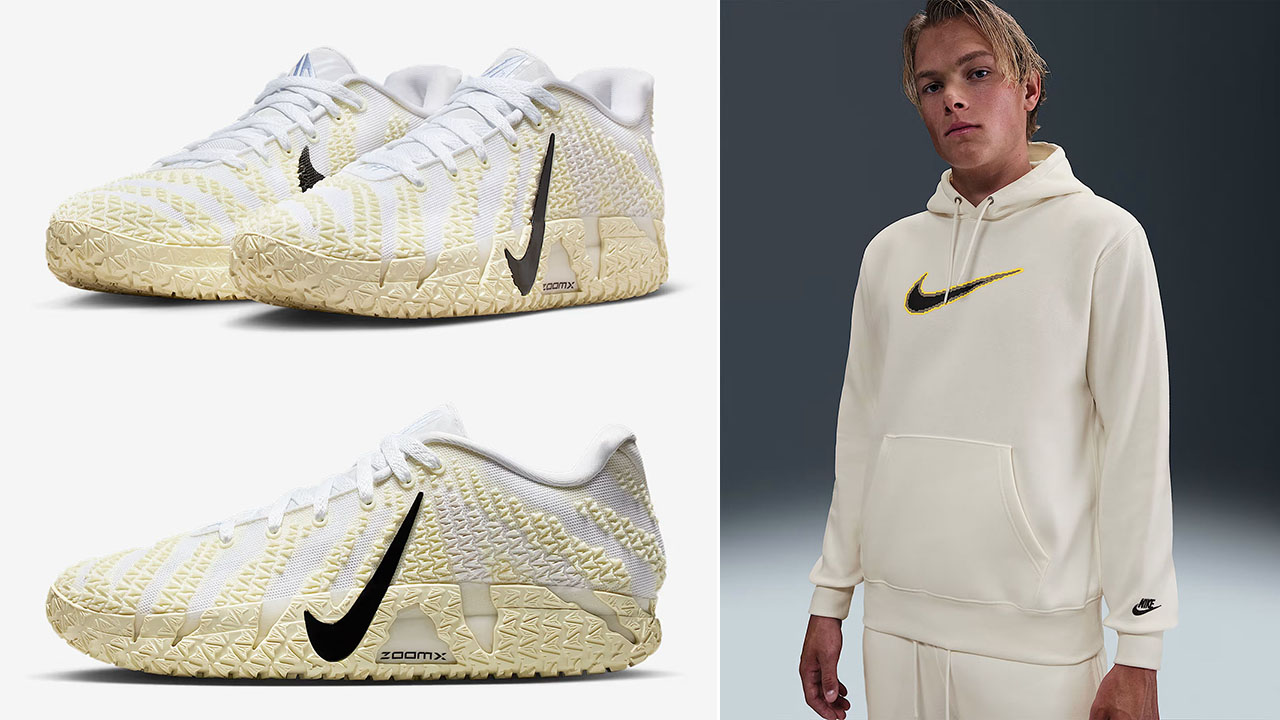 Nike Ja 3 Coconut Milk Shoes x Nike Sportswear Club Fleece Graphic Hoodie Outfit