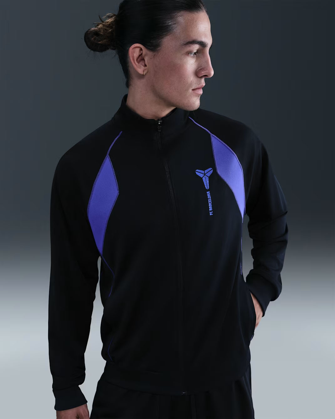 Nike Kobe FC Barcelona Away Dri Fit Soccer Jacket Black Purple 1