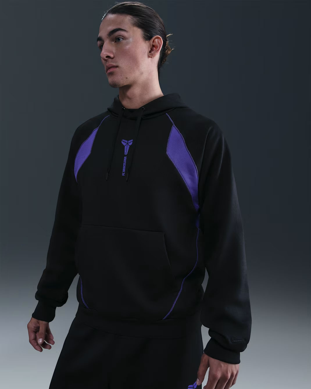 Nike Kobe FC Barcelona Away Therma Fit Soccer Hoodie Black Purple 1