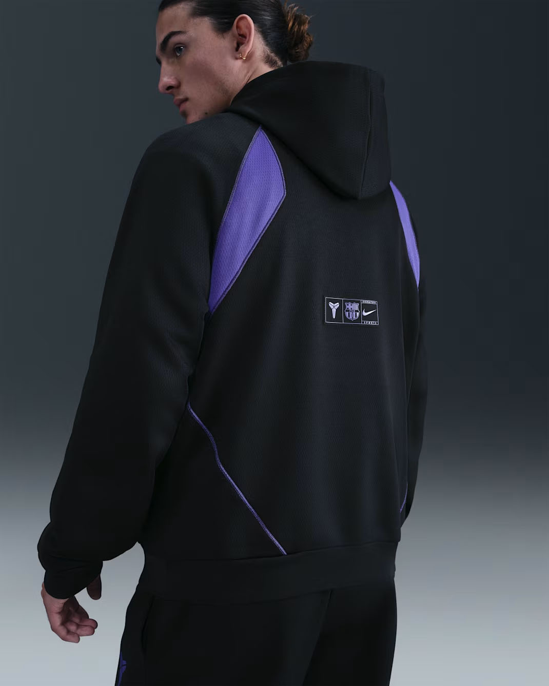 Nike Kobe FC Barcelona Away Therma Fit Soccer Hoodie Black Purple 2