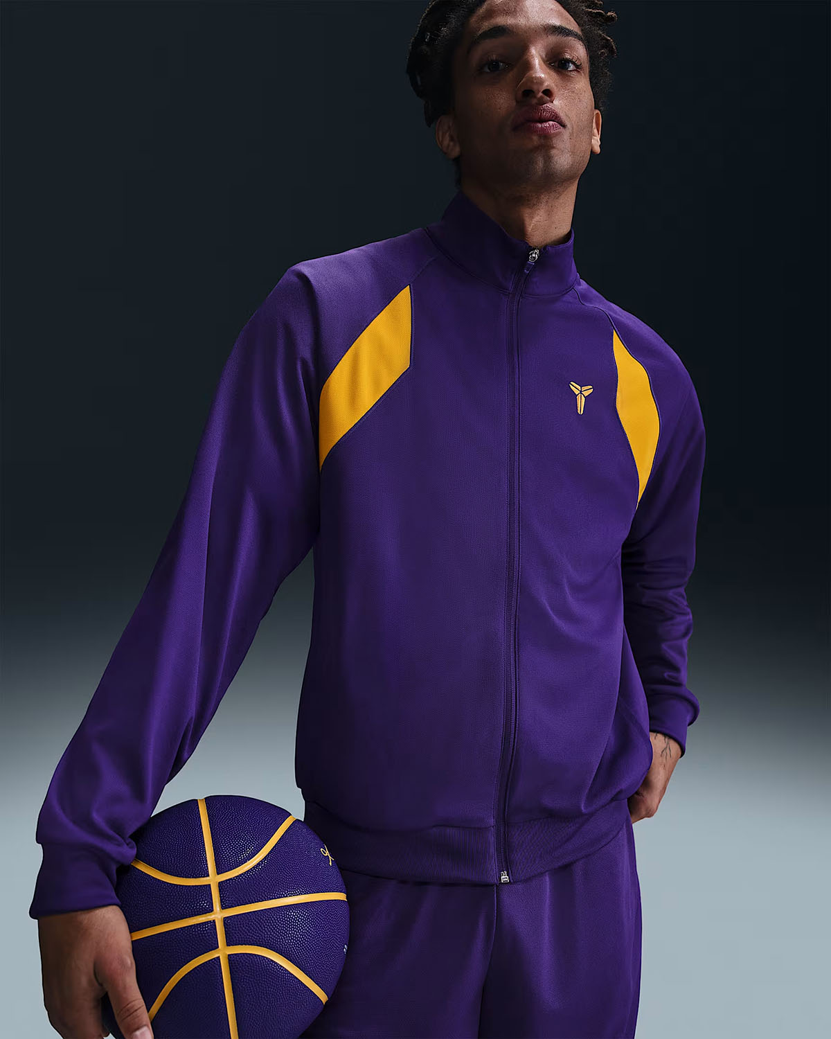Nike Kobe Mens Dri Fit Knit Jacket Court Purple University Gold