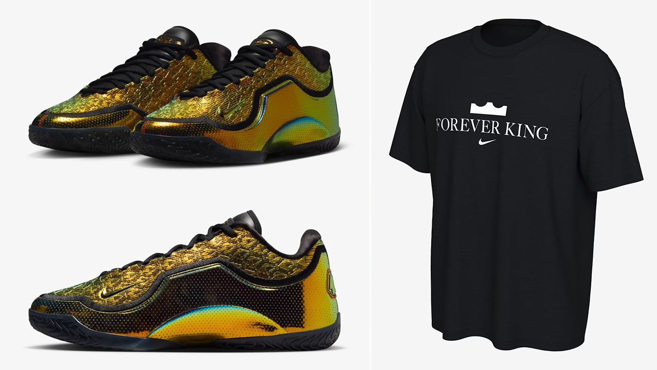 Nike LeBron 23 40K Gold Uncharted Shoes x Nike LeBron Forever King T Shirt Outfit