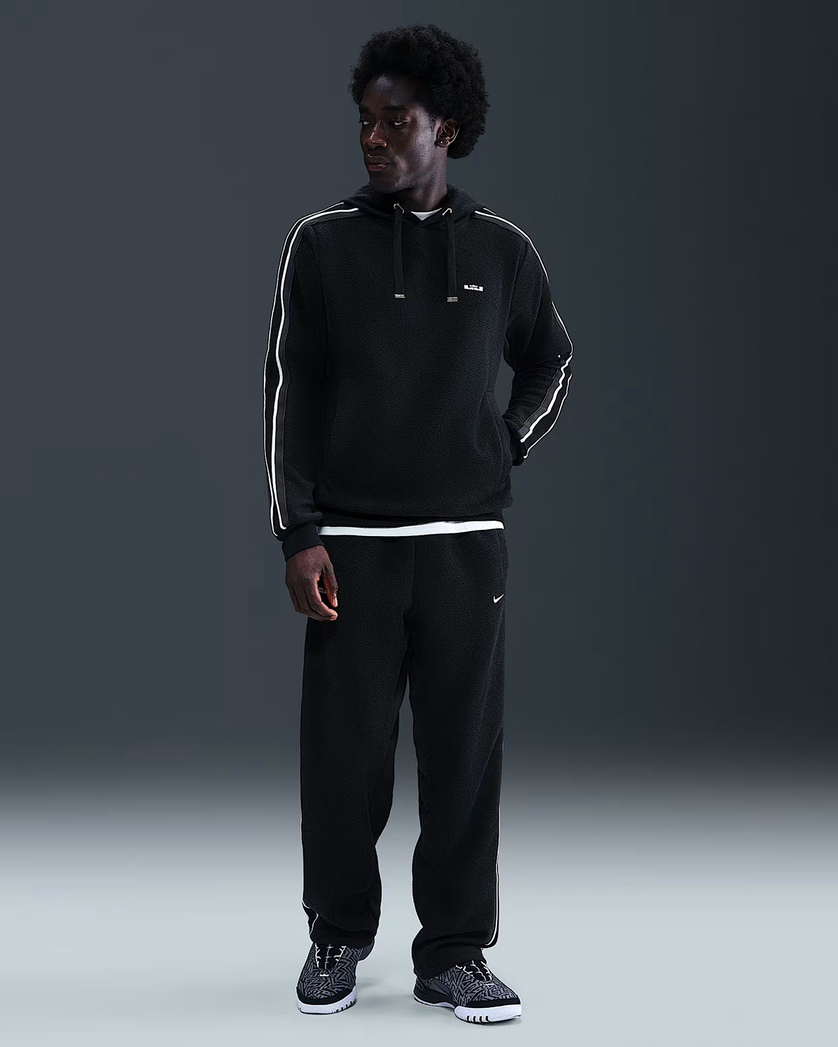 Nike LeBron 23 Standard Issue Mens Therma FIT Pullover Basketball Hoodie and Pants Black Sail