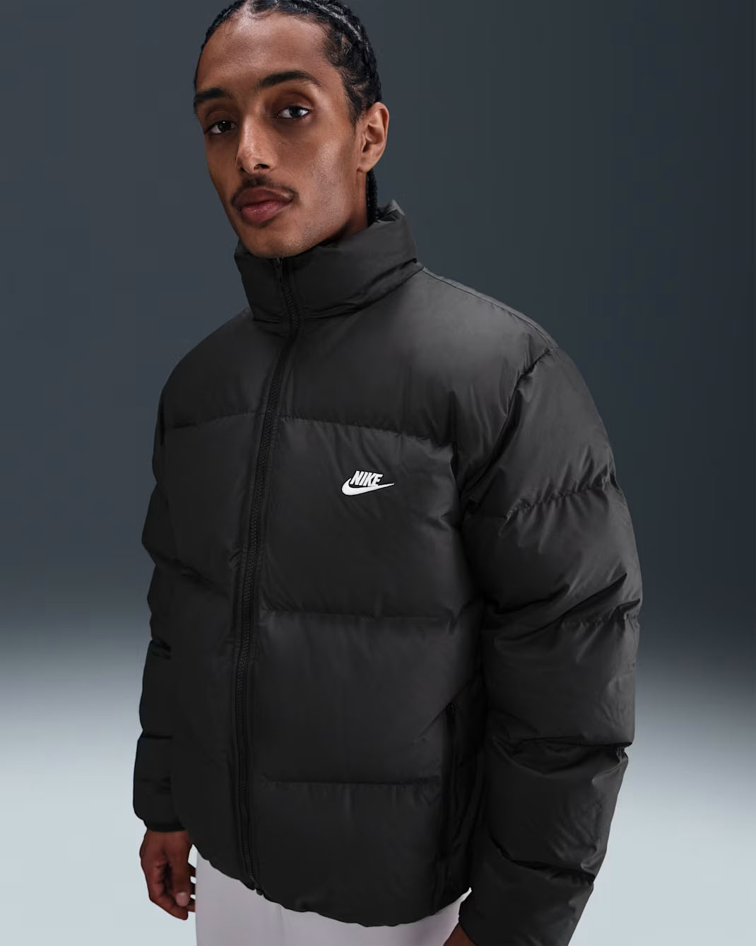 Nike Sportswear Club Mens Therma FIT Puffer Jacket Black White