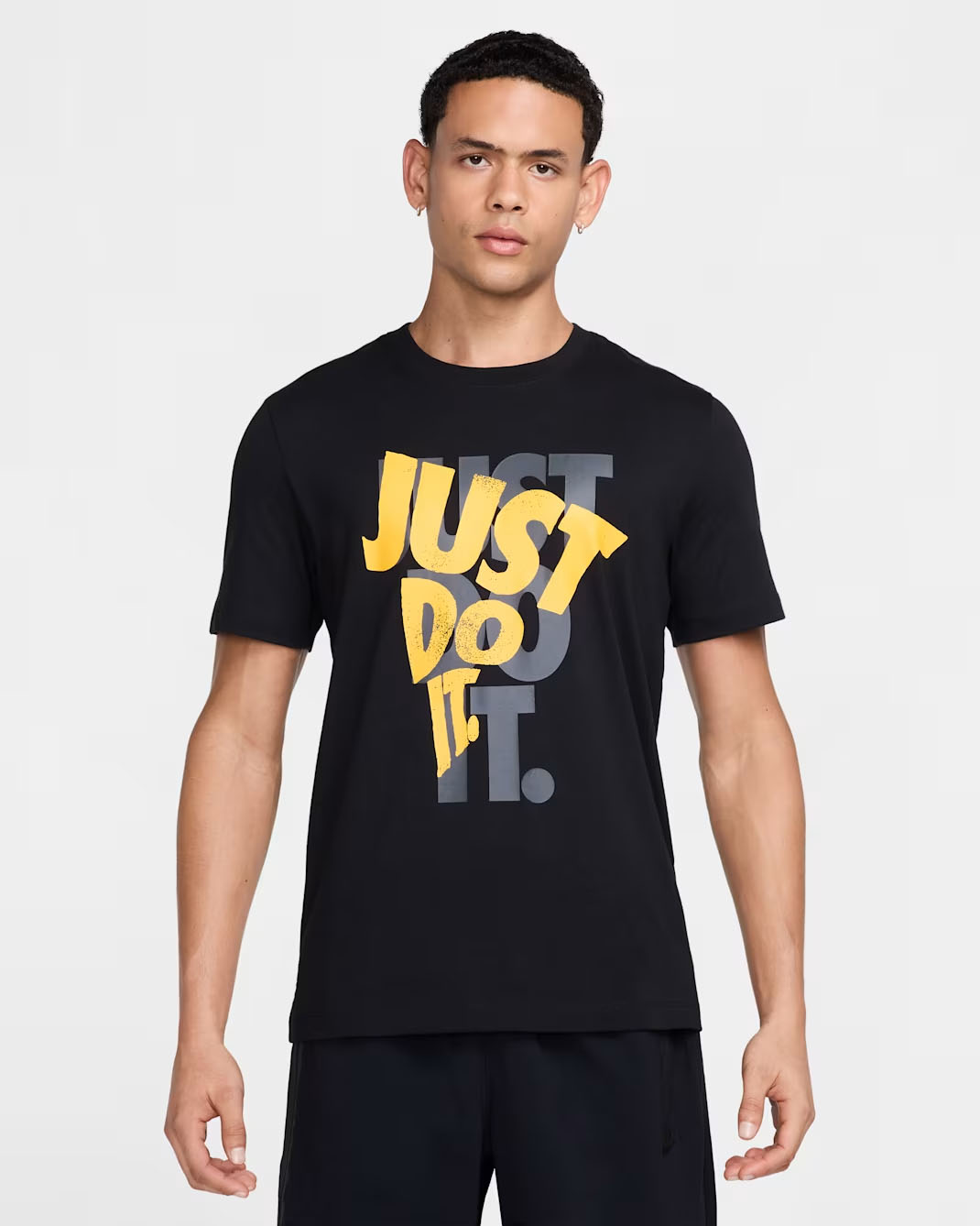 Nike Sportswear Mens Just Do It T Shirt Black Yellow Gold