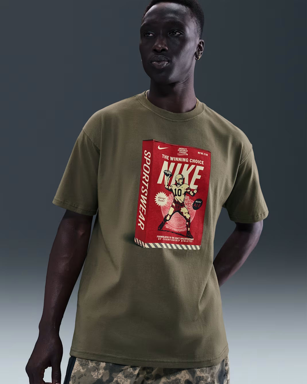 Nike Sportswear Mens Max90 Football T Shirt Medium Olive