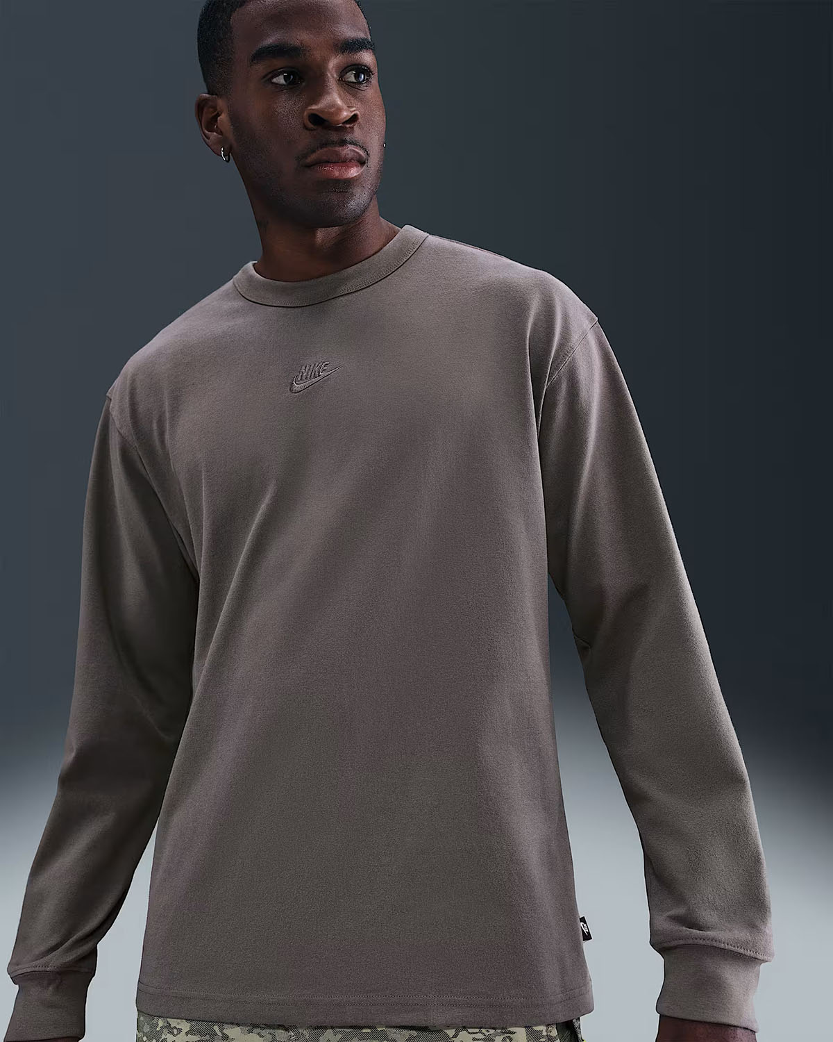 Nike Sportswear Mens Premium Essentials Long Sleeve T Shirt Cave Stone