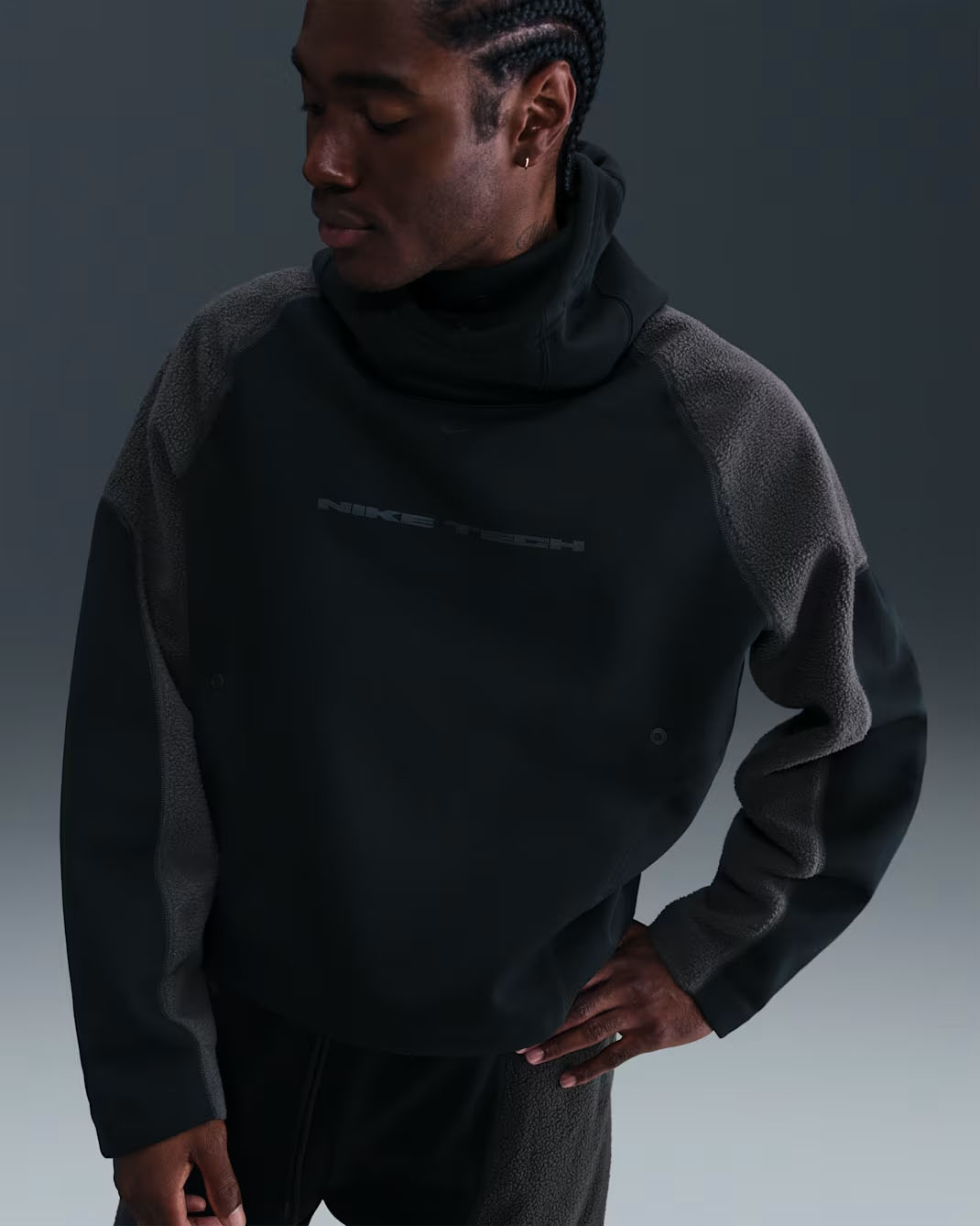 Nike Tech Fleece Boreas Oversized Hoodie Black Anthracite 1