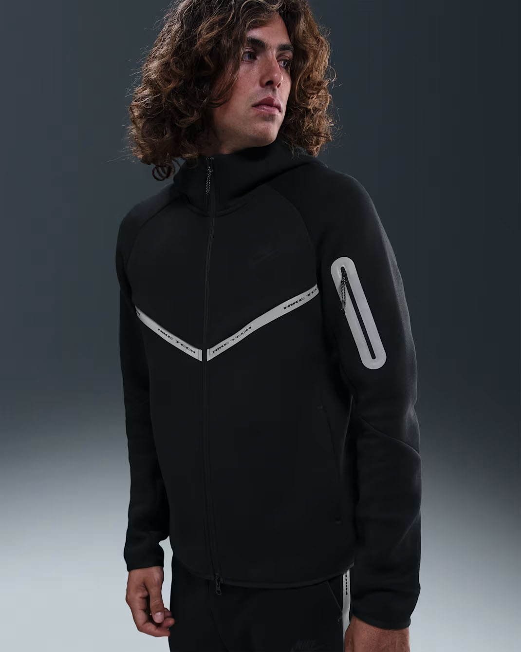 Nike Tech Fleece Mens Full Zip Windrunner Hoodie Jacket Black Reflective 1