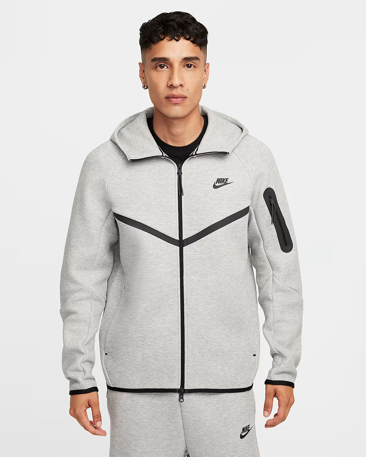 Nike Tech Fleece Mens Full Zip Windrunner Hoodie Jacket Dark Grey Heather Black