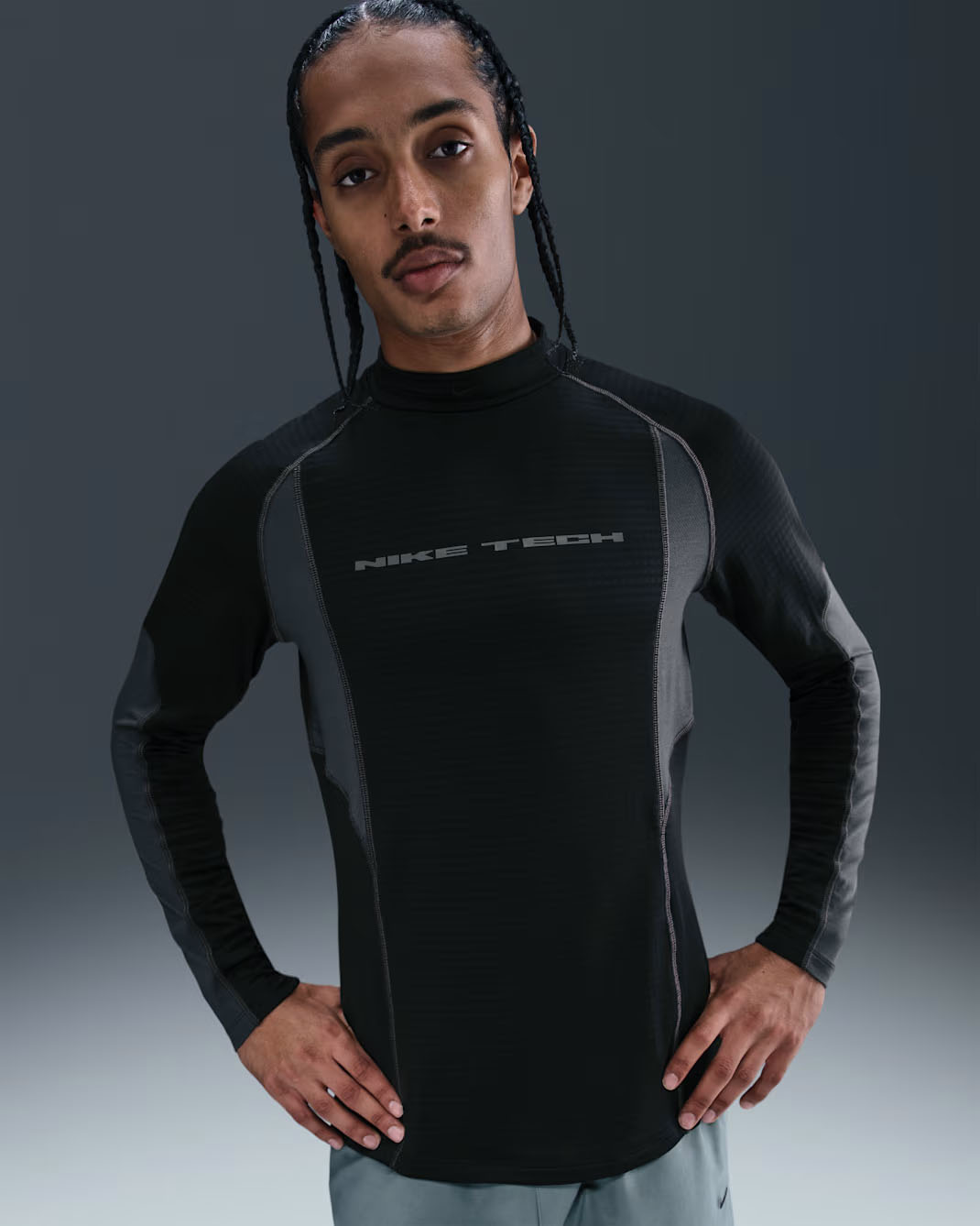 Nike Tech Mens Base Layer Long Sleeve Top Black Anthracite 1