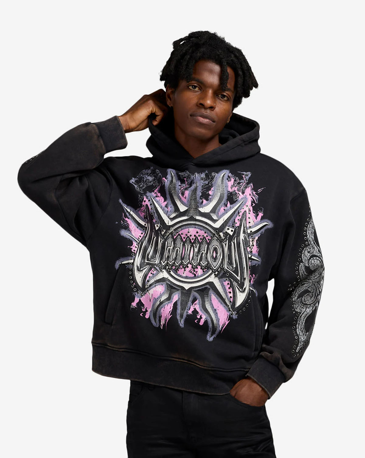 Smoke Rise Luminous Hoodie Black Pink