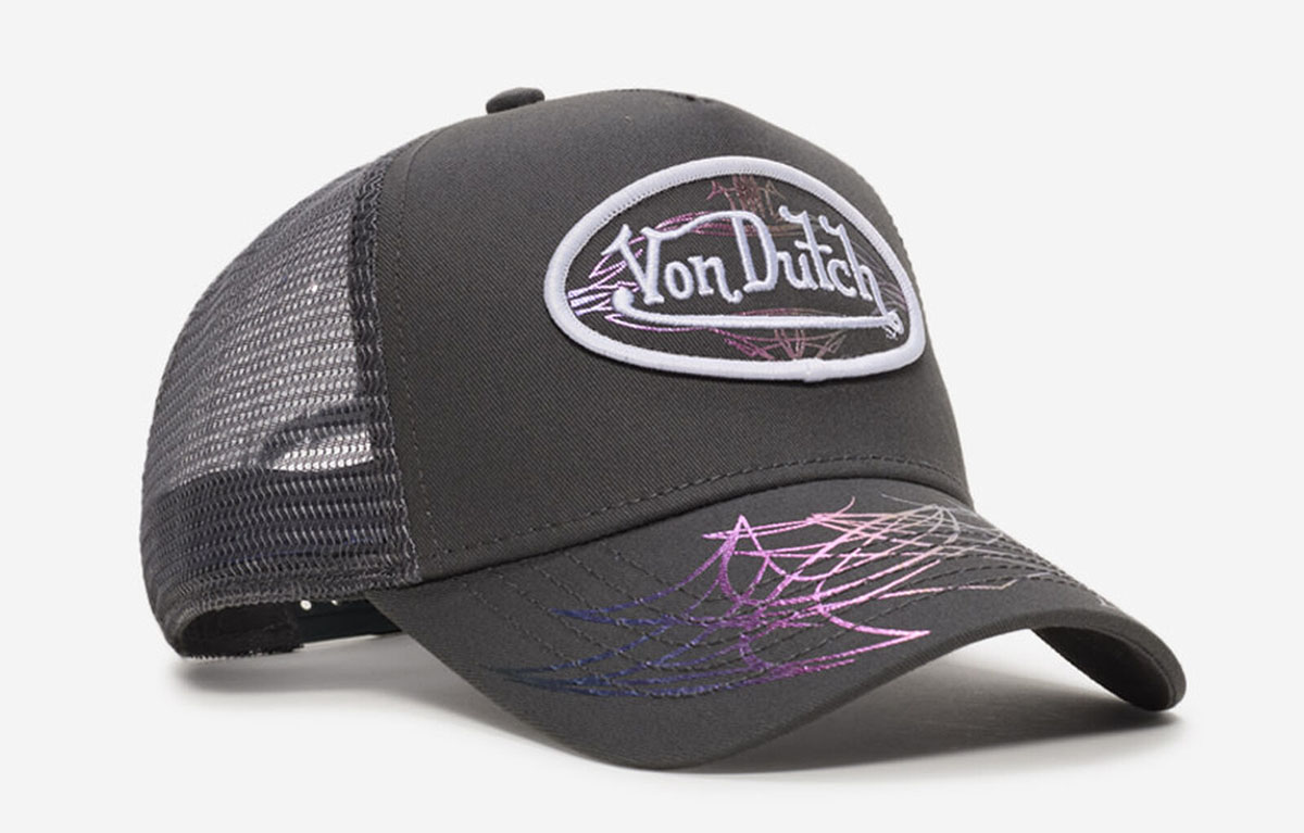 Von Dutch Prism Pulse Trucker Hat Grey Pink