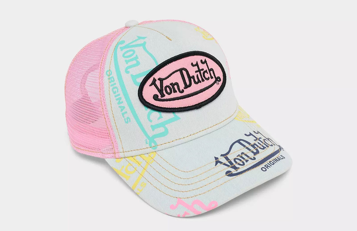 Von Dutch Tagged Trucker Hat White Pink 1