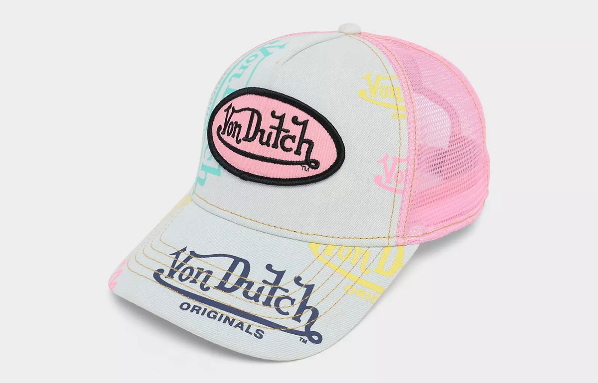 Von Dutch Tagged Trucker Hat White Pink 2