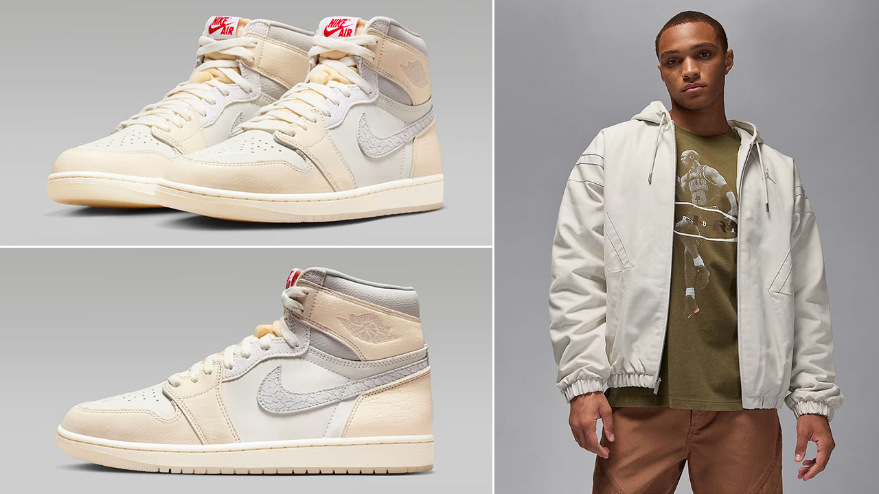 Air Jordan 1 High OG Sail x Jordan Flight Draft Jacket