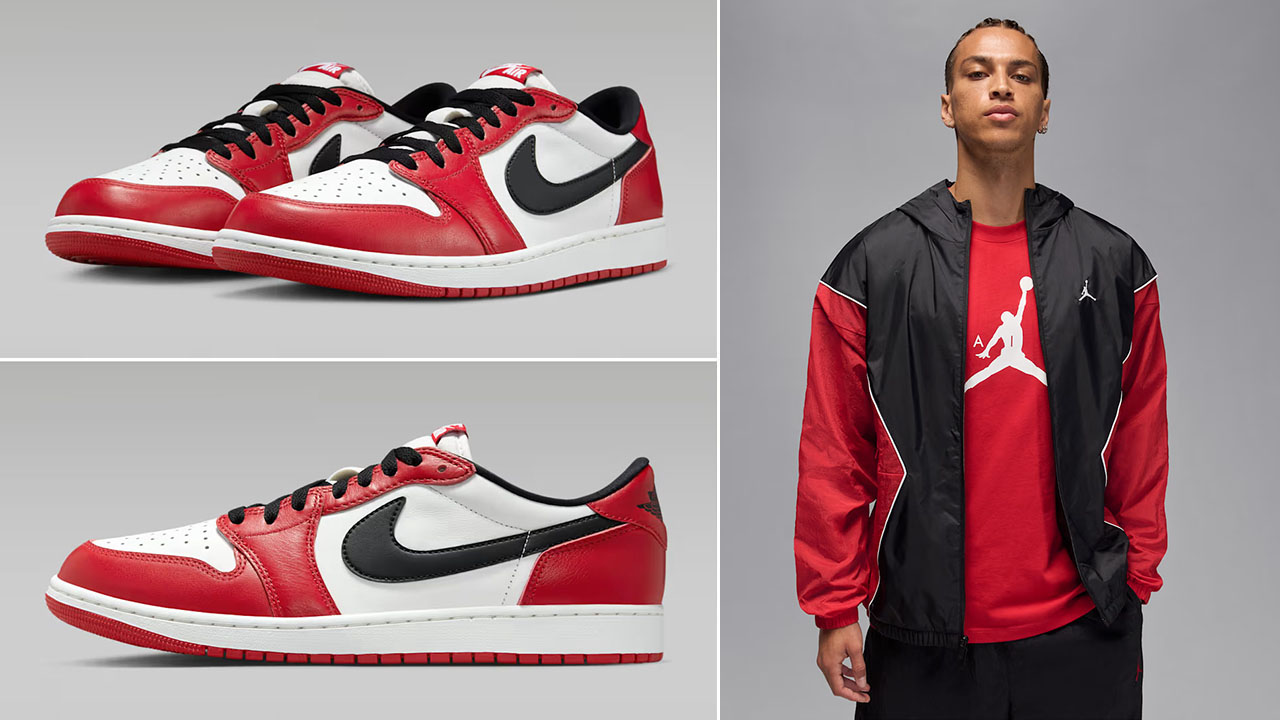Air Jordan 1 Low OG Chicago 2025 Shoes x Jordan Brooklyn Mens Hooded Draft Jacket Outfit