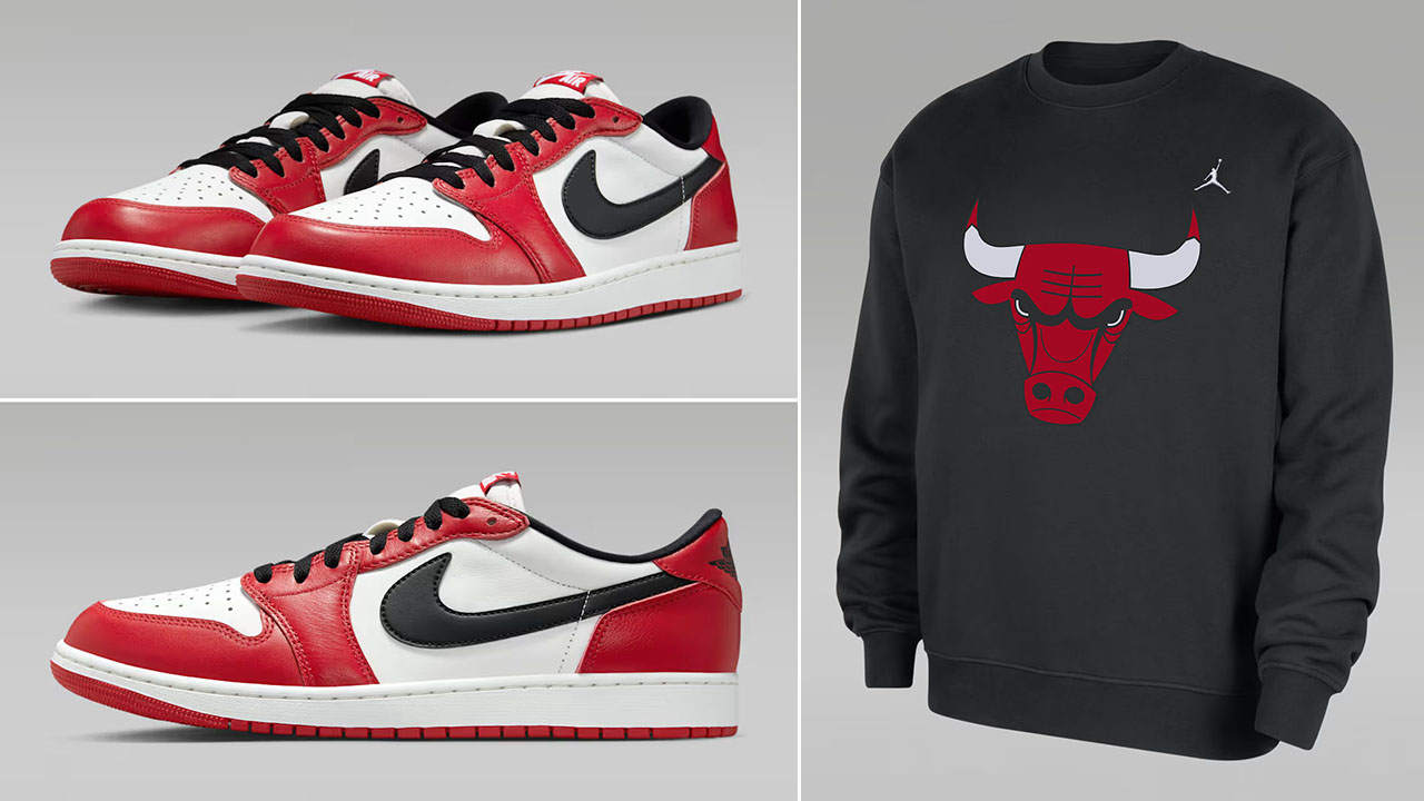 Air Jordan 1 Low OG Chicago 2025 Shoes x Jordan Chicago Bulls Statement Essentials NBA Sweatshirt Outfit