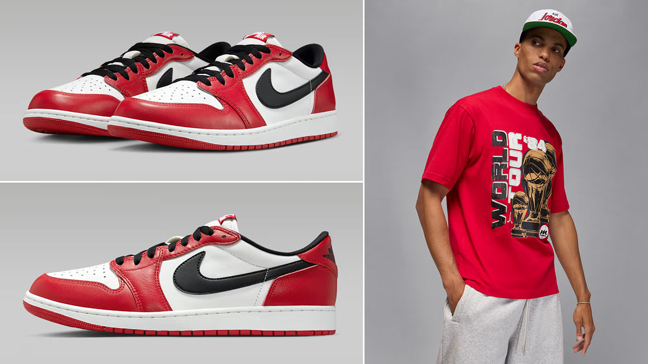 Air Jordan 1 Low OG Chicago 2025 Shoes x Jordan Mens World Tour T Shirt Outfit