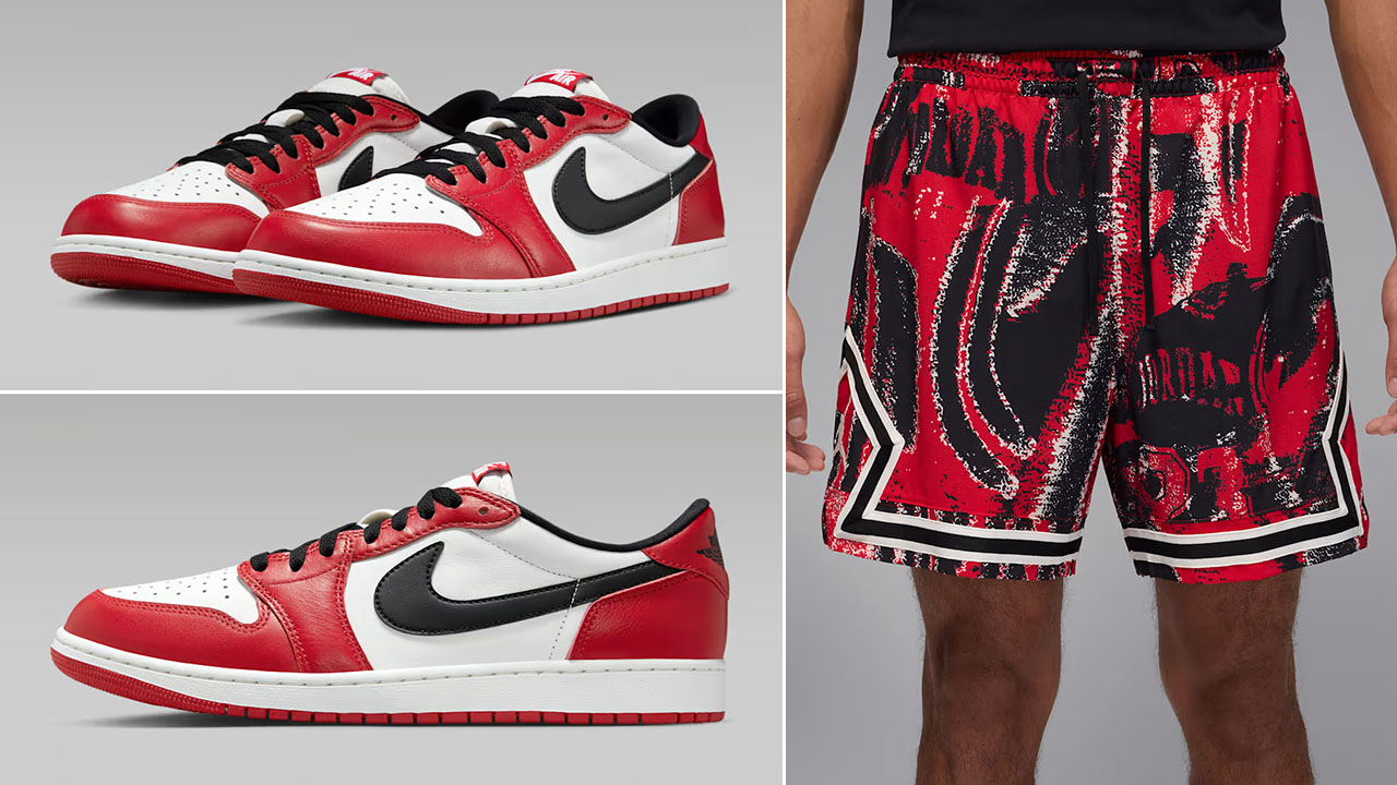 Air Jordan 1 Low OG Chicago 2025 Shoes x Jordan Sport Mens Diamond Shorts Outfit