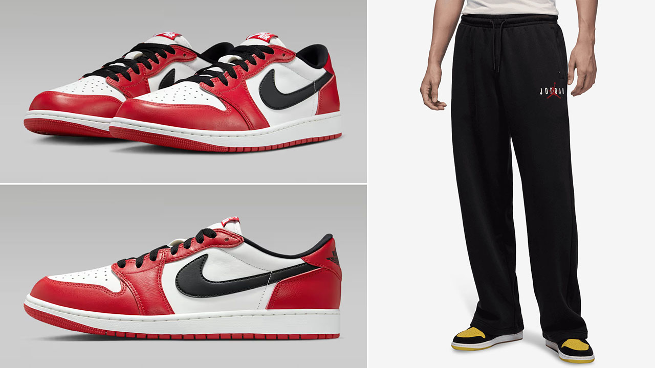 Air Jordan 1 Low OG Chicago 2025 Sneakers and Black Oversized Fleece Pants Outfit