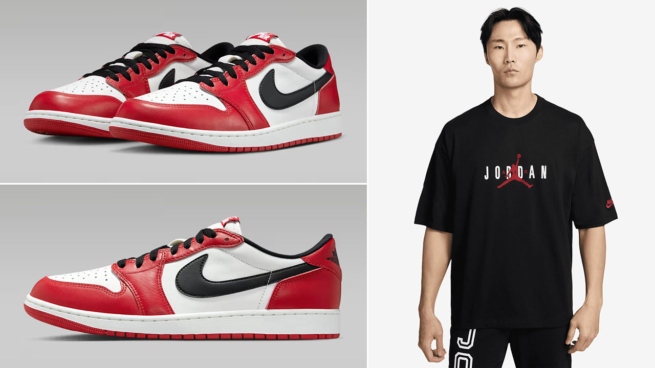 Air Jordan 1 Low OG Chicago 2025 Sneakers and Black Oversized T Shirt Outfit