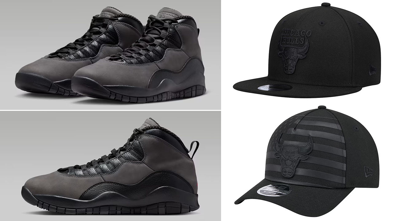 Air Jordan 10 Shadow 2025 New Era Bulls Hats to Match Sneakers