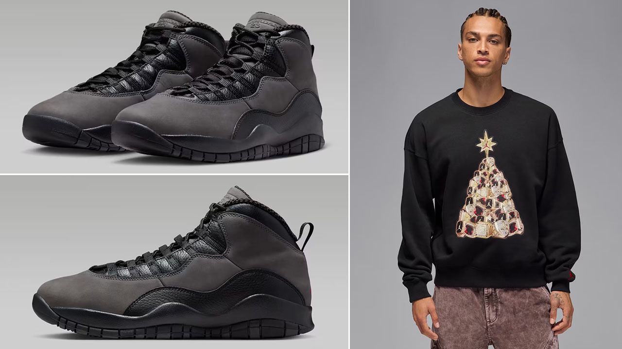 Air Jordan 10 Shadow 2025 x Jordan Brooklyn Fleece Holiday Sweatshirt Outfit