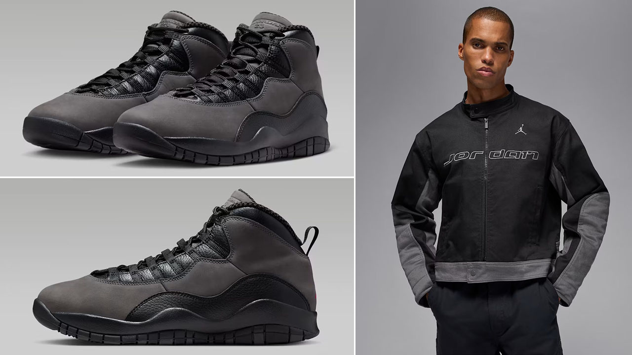 Air Jordan 10 Shadow 2025 x Jordan Brooklyn Motorsport Jacket Outfit