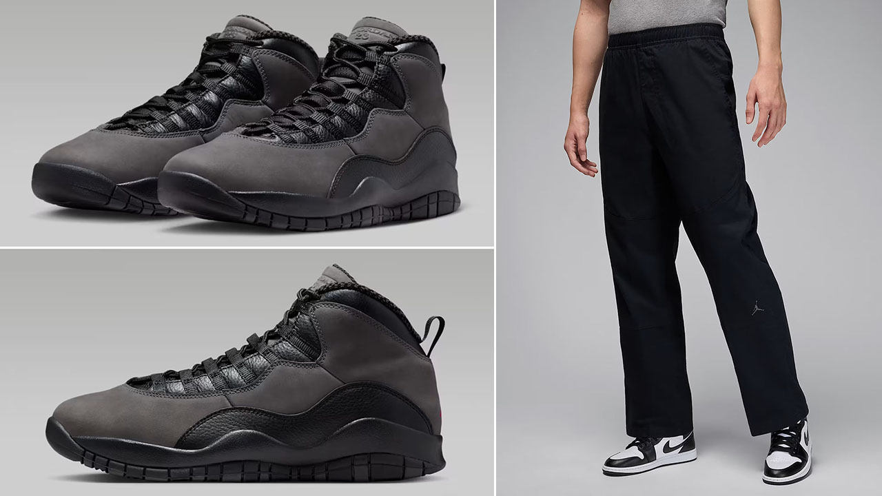 Air Jordan 10 Shadow 2025 x Jordan Essentials Woven Pants Outfit