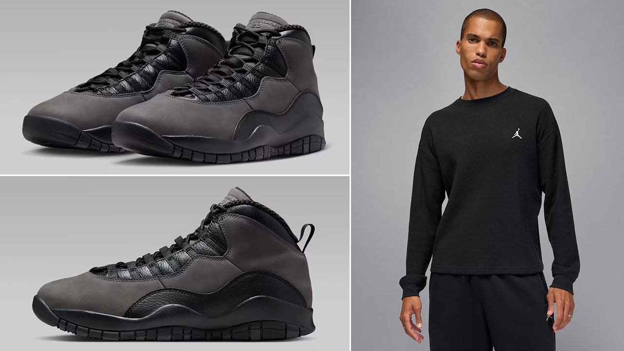 Air Jordan 10 Shadow 2025 x Jordan Flight Mountainside Long Sleeve Waffle Top Outfit