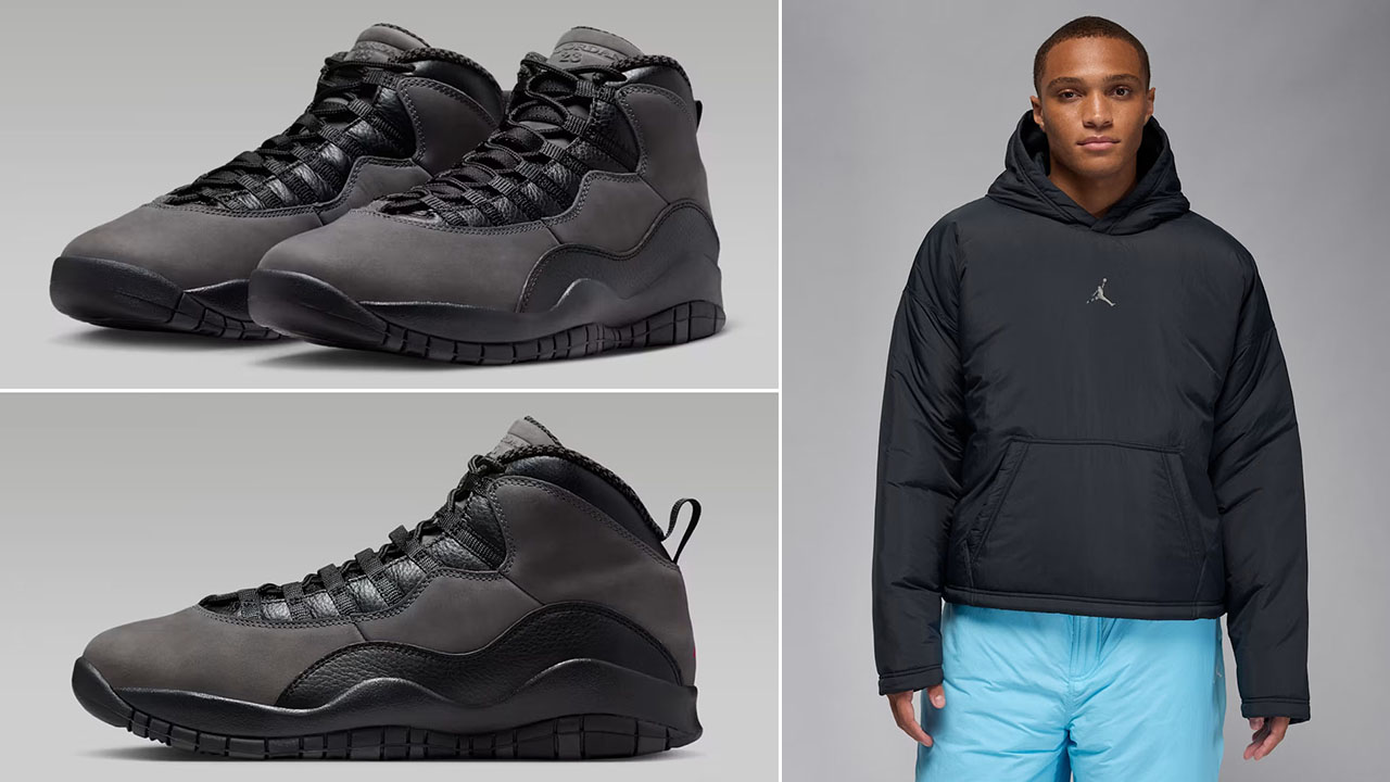 Air Jordan 10 Shadow 2025 x Jordan Flight Mountainside Padded Pullover Hoodie Outfit