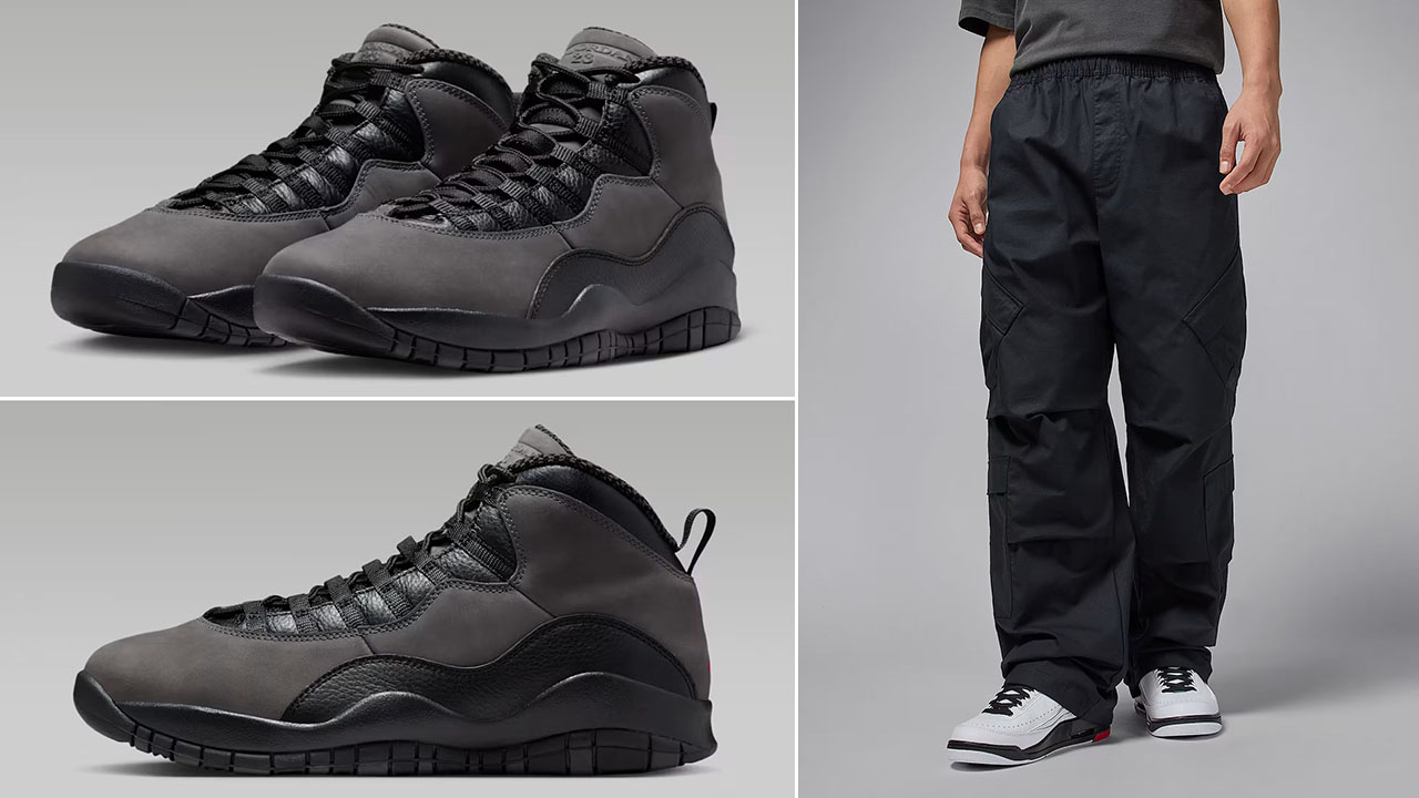 Air Jordan 10 Shadow 2025 x Jordan Flight Utility Black Pants Outfit