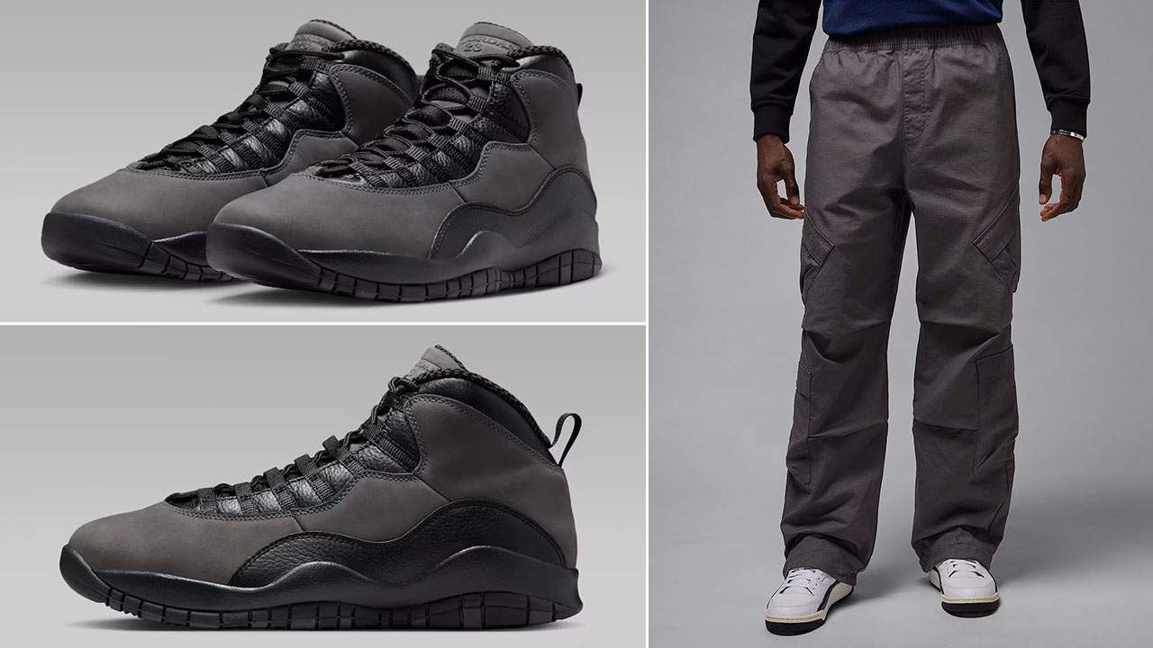 Air Jordan 10 Shadow 2025 x Jordan Flight Utility Grey Pants Outfit