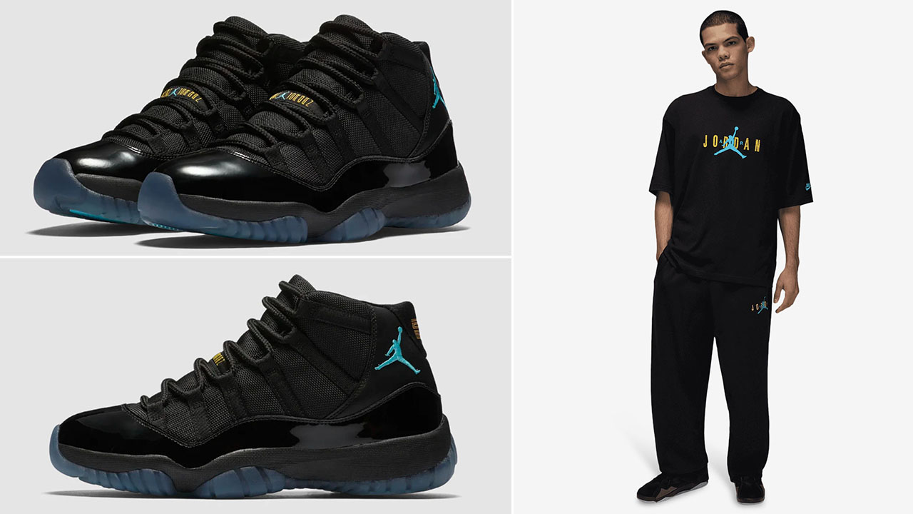 Air Jordan 11 Gamma 2025 Shoes x Jordan Brooklyn Oversized Mens Black T Shirt and Pants Outfit
