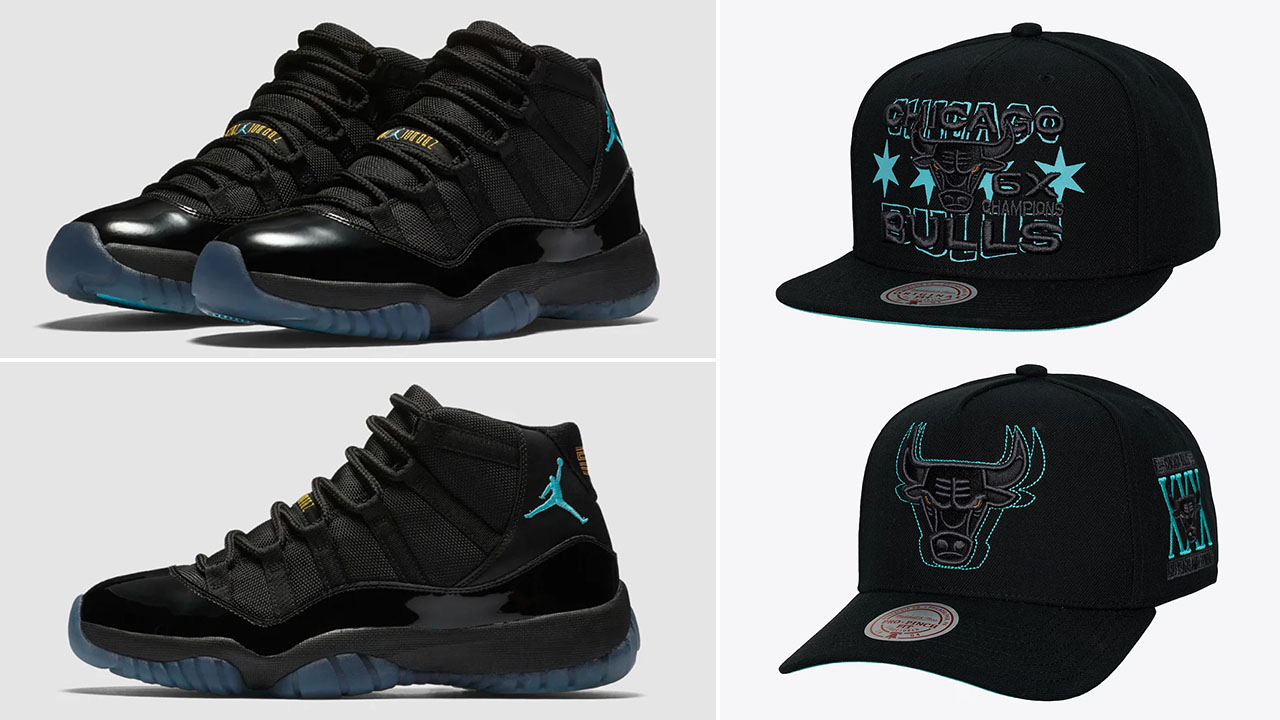 Air Jordan 11 Gamma Blue 2025 Chicago Bulls Hats Mitchell and Ness Snapback Caps