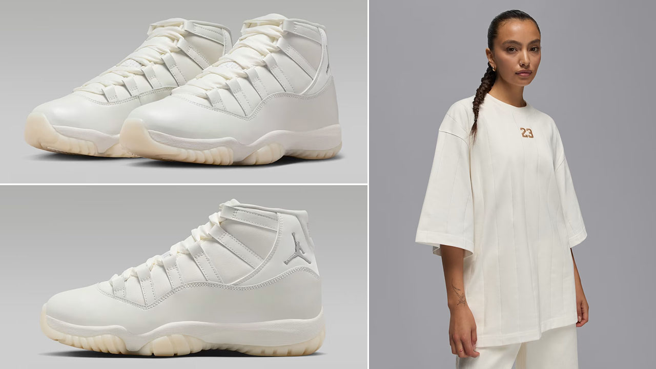 Air Jordan 11 Pearl Shoes x Jordan Brooklyn Womens Sail Loose Fit Top Outfit